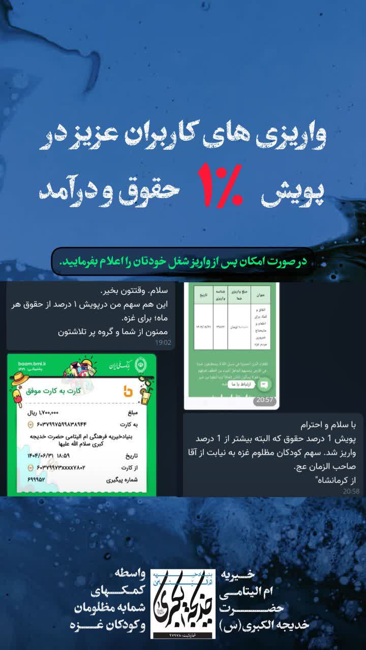 واریزی های کاربران عزیز در پویش ٪۱حقوق و درآمد _ 1404/7/1