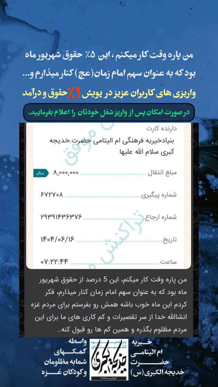 واریزی های کاربران عزیز در پویش ٪۱حقوق و درآمد _ 1404/7/1